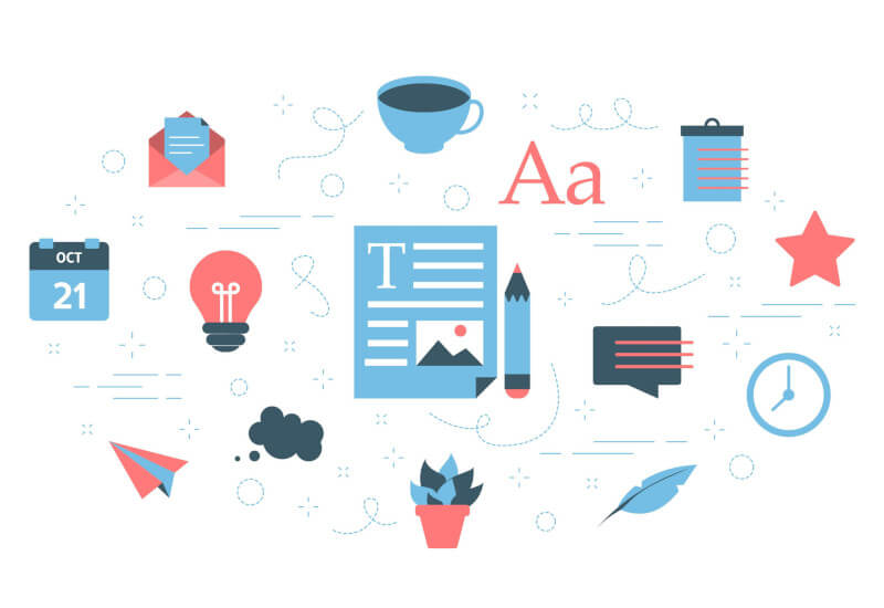 A collage or carton images depicting an idea cloud