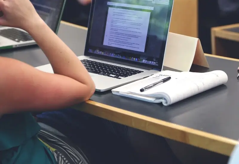 A person at a computer desk