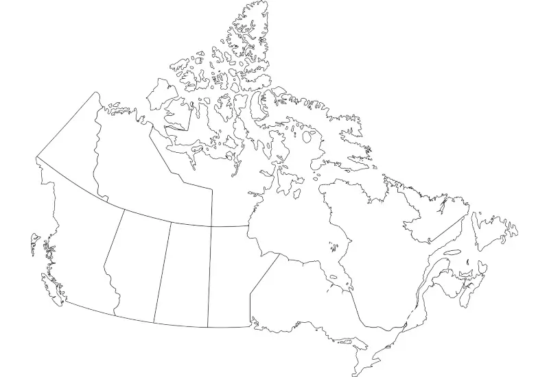A blank map of Canada
