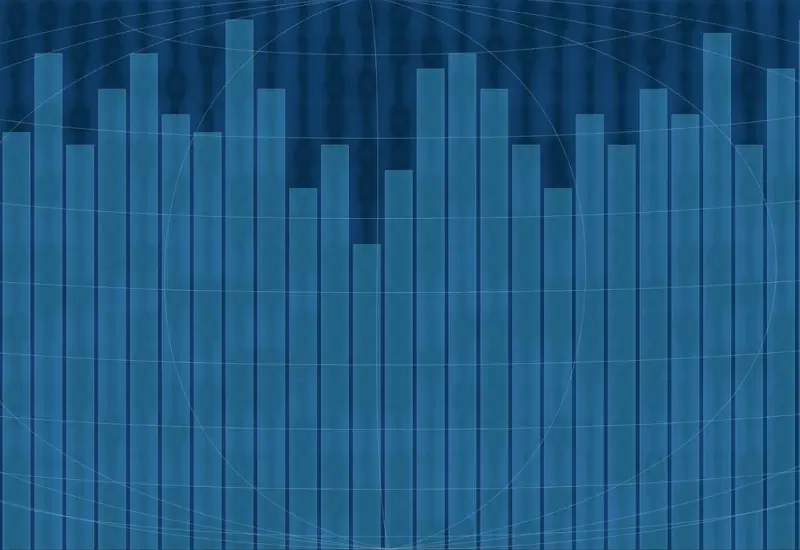 A bar graph with lines of longitude and latitude overlaid
