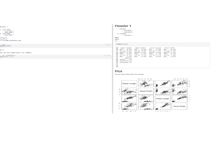 An image of R output